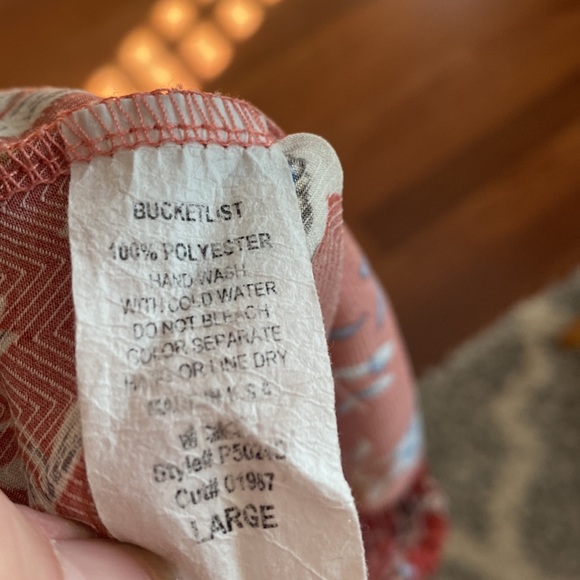 Bucket List Wide Flowy Leg Pants Red Floral print - Sz L wPockets - Picture 9 of 13